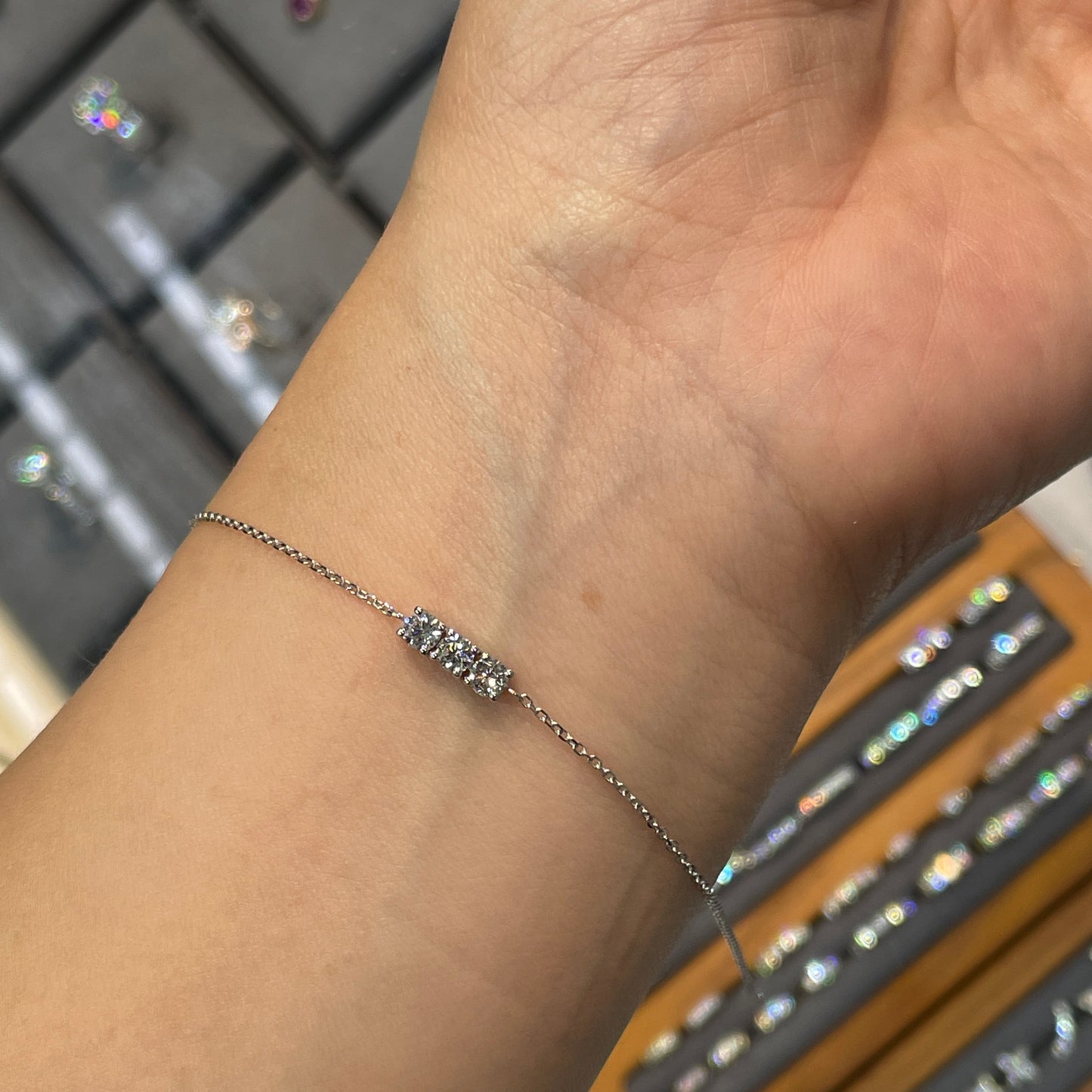 Lab diamond round trio 0.15ct bracelet