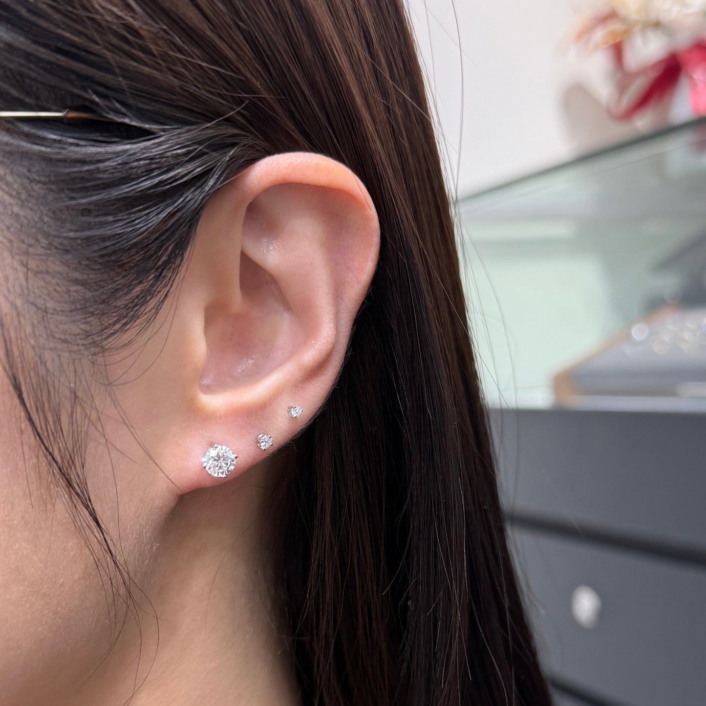 Lab diamond round 1.6ct with two tone removable halo jacket earrings-pair