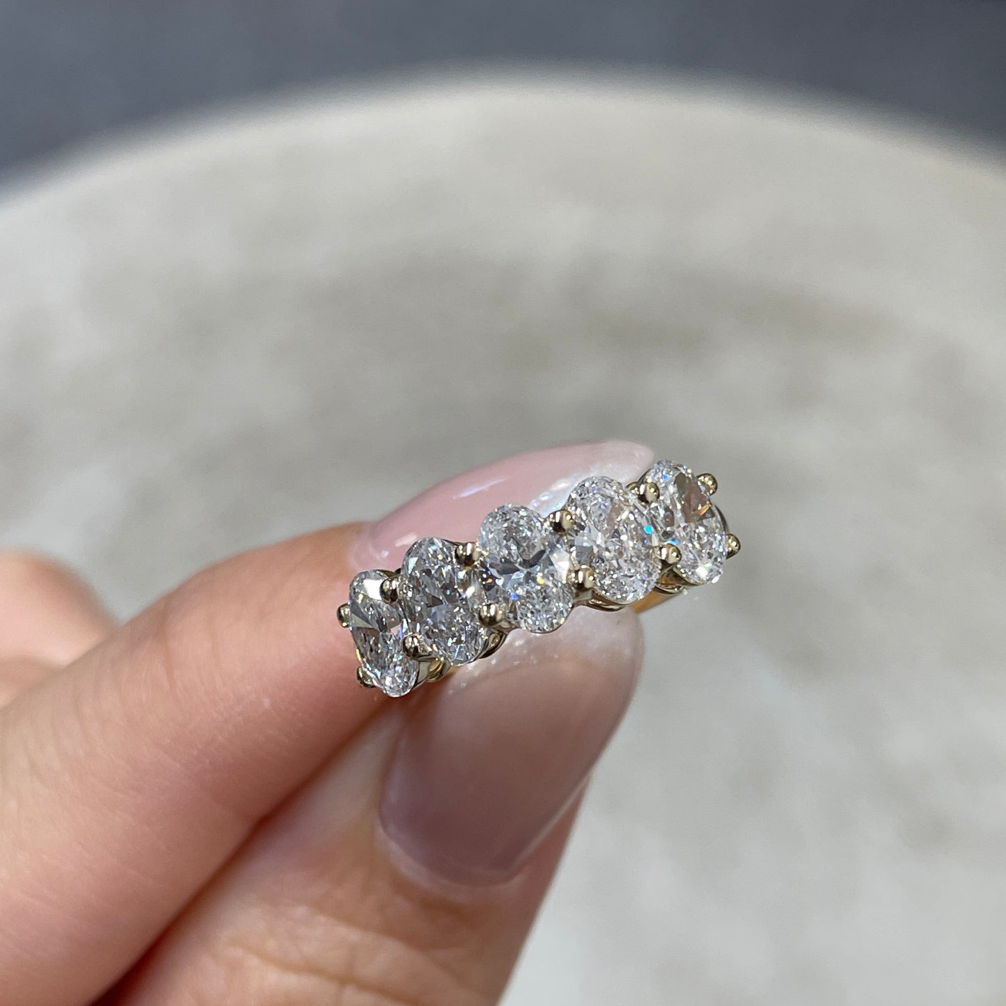 9k Lab diamond oval shape 2ct half eternity ring