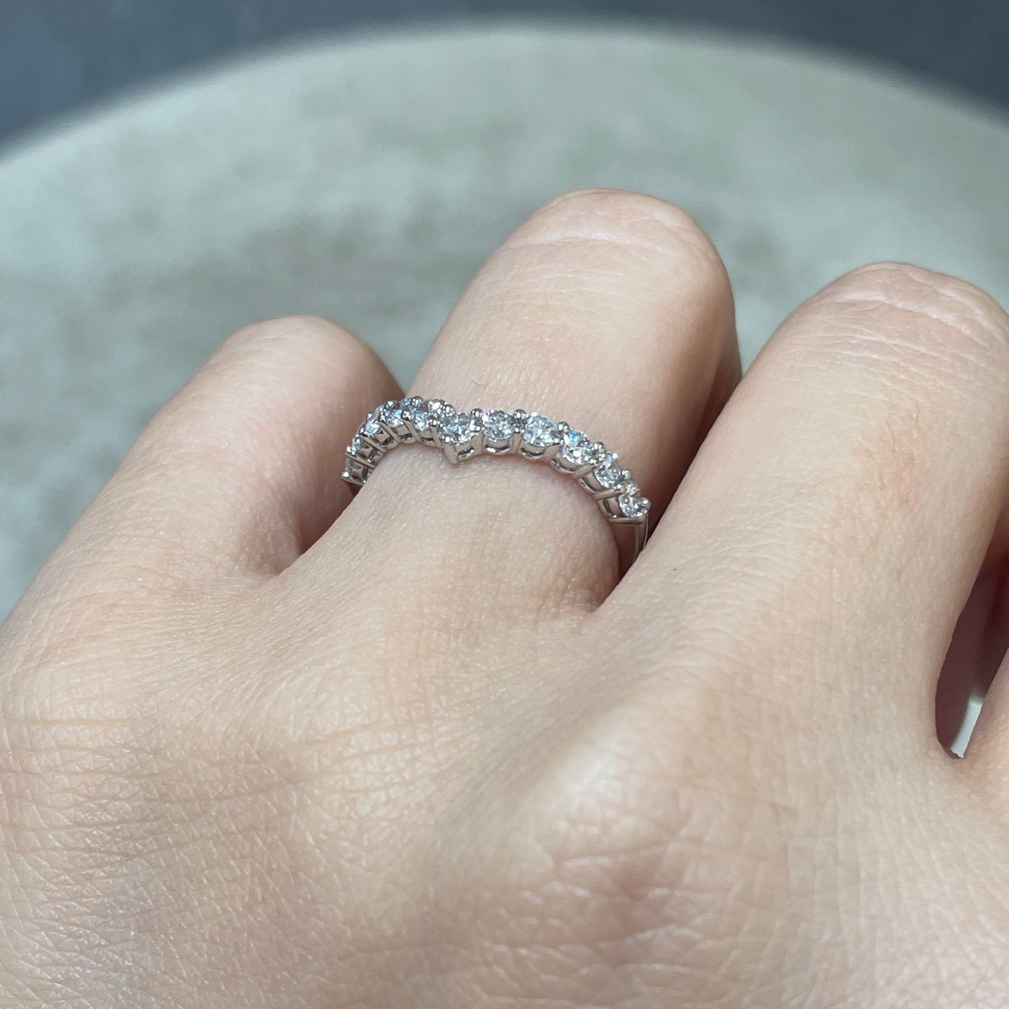 Lab diamond round 0.66ct half eternity v shape ring