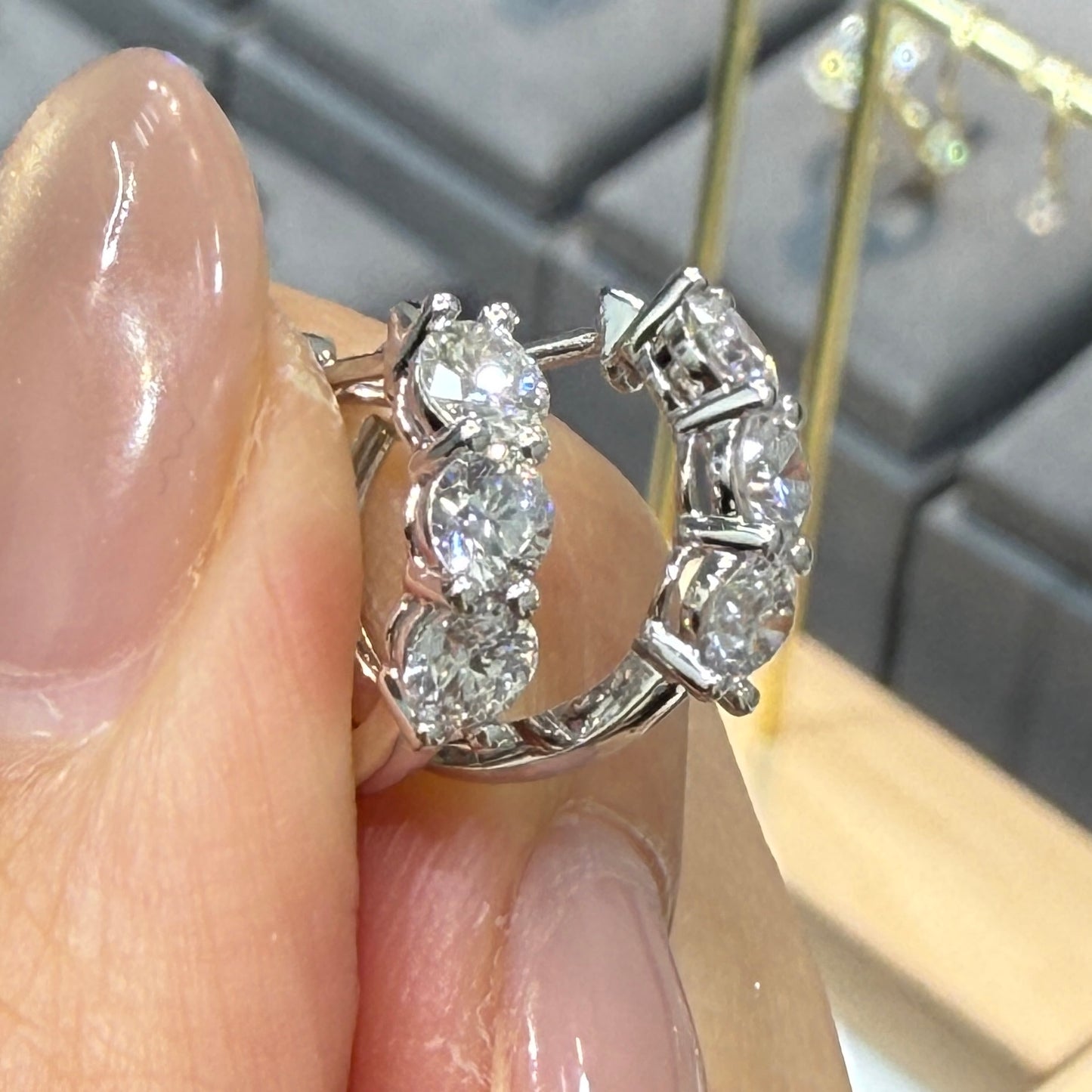 Lab diamond round 0.9ct 10mm hoop earrings-pair