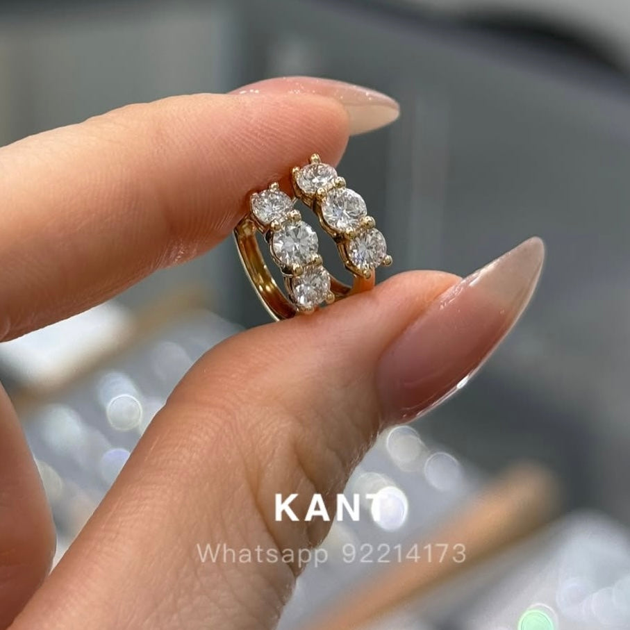 Lab Diamond round trio 1ct 10mm hoop earrings-pair