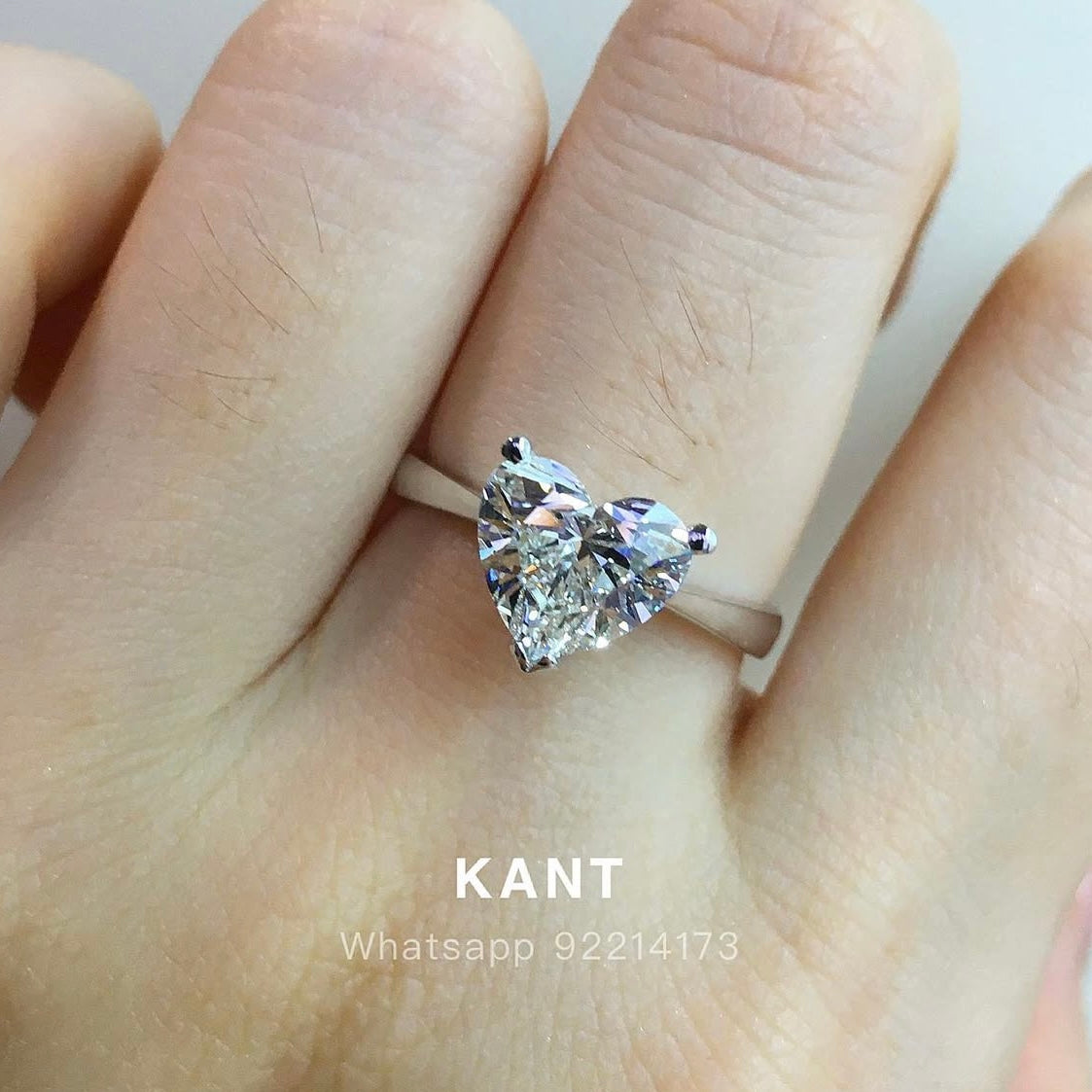 IGI Lav diamond Heart shape 2ct three-prong solitaire ring