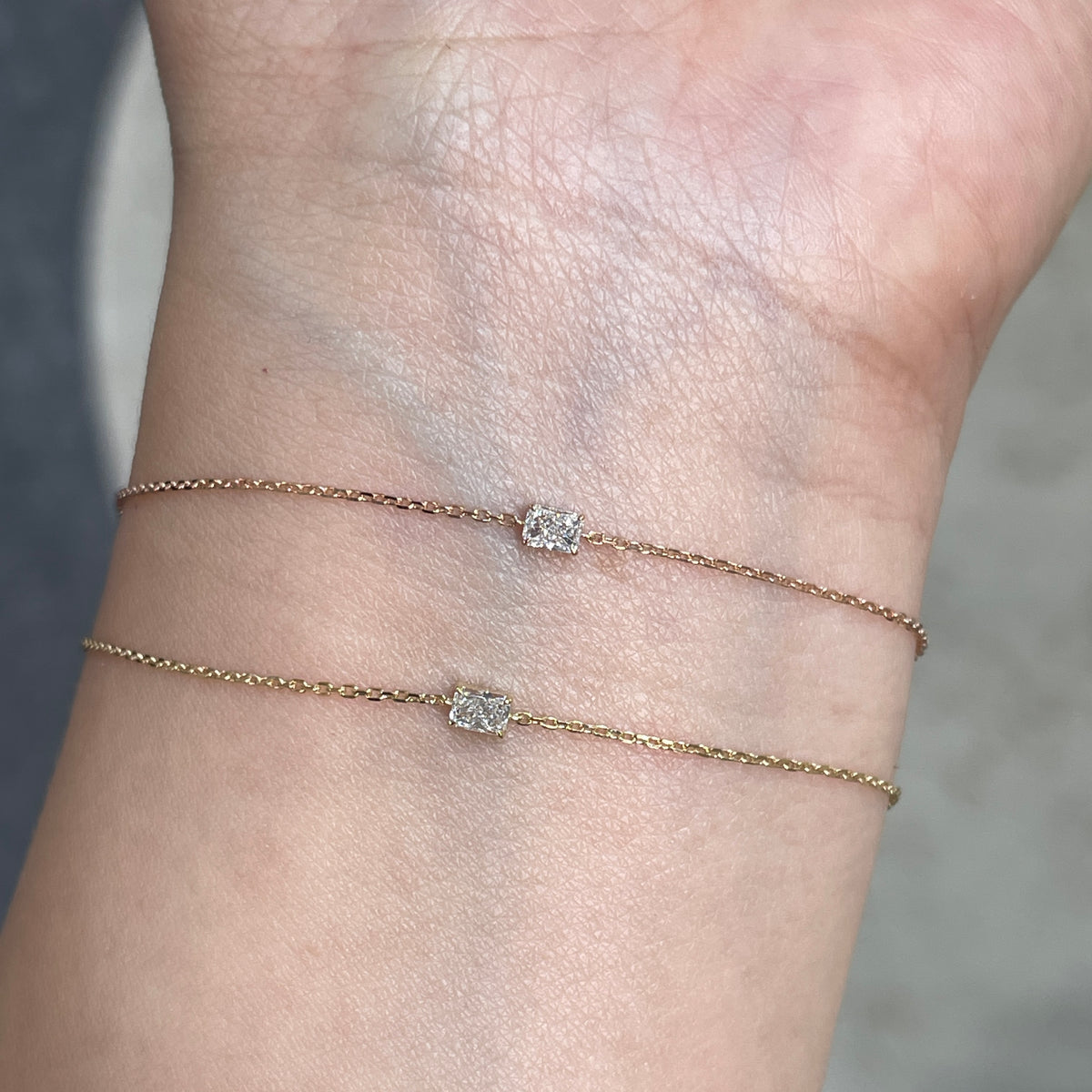 Lab diamond radiant cut 0.1ct bezel bracelet