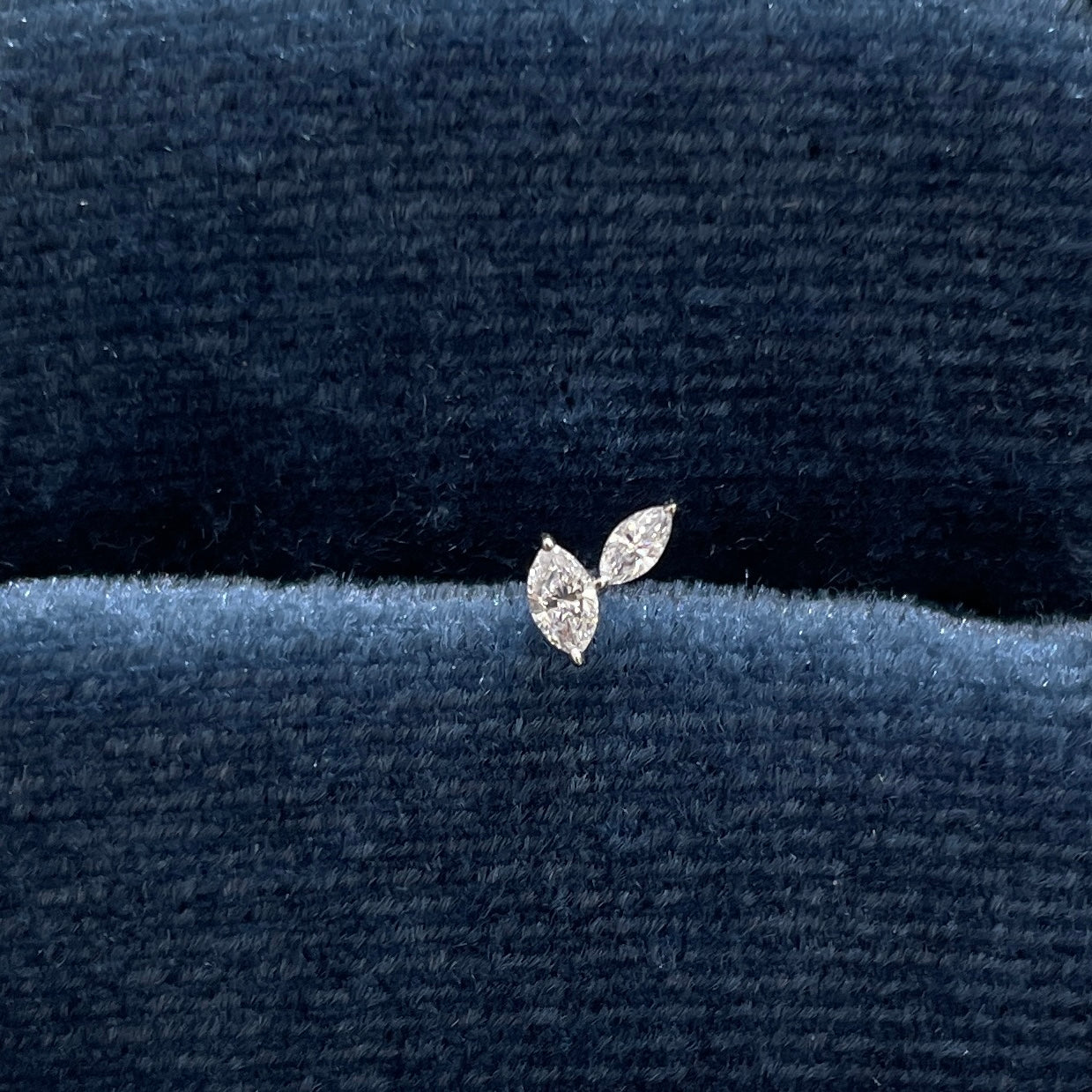 Lab diamond marquise baby fallen leaves stud earring-each