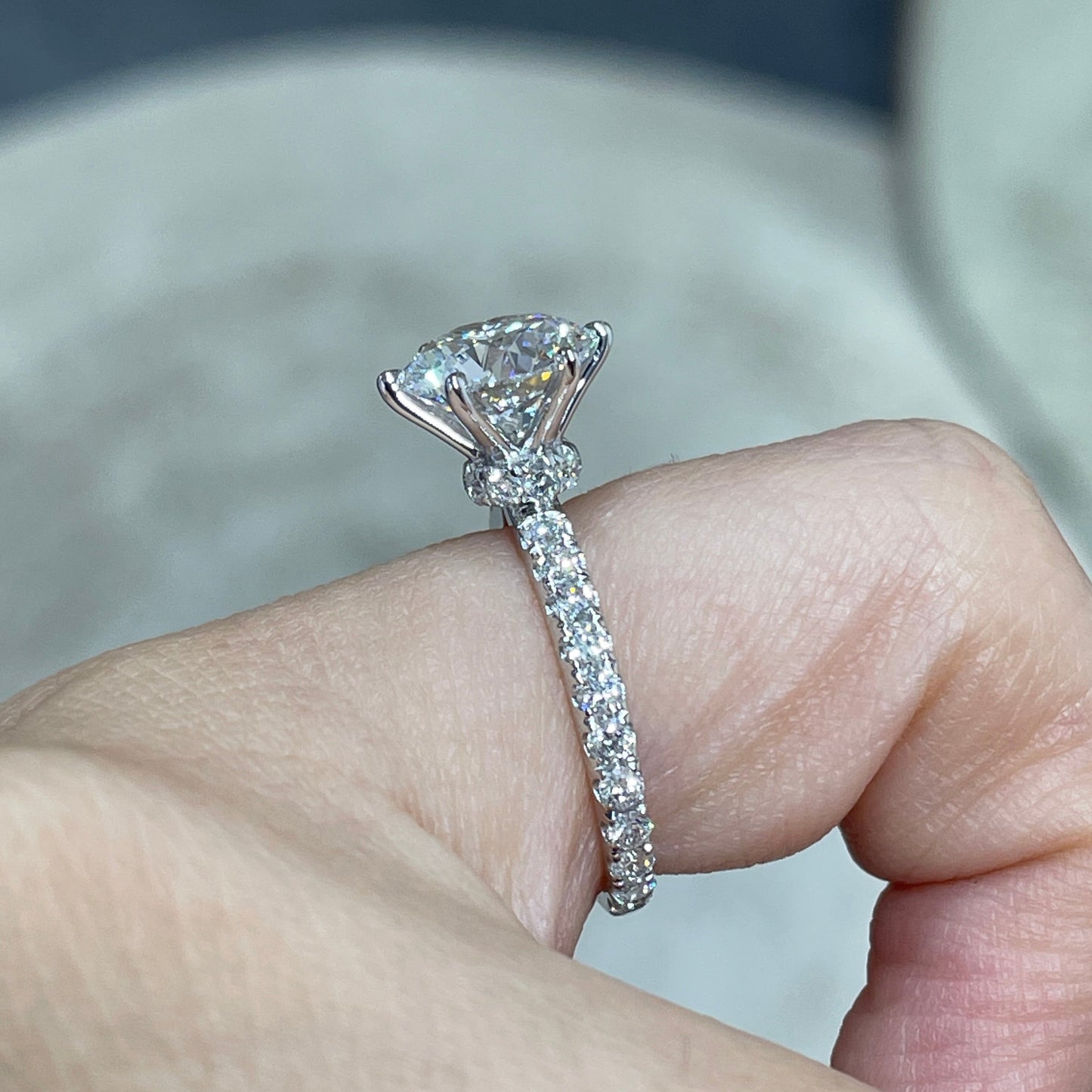 IGI lab dimaind Round 2ct four-prong underhalo pave ring