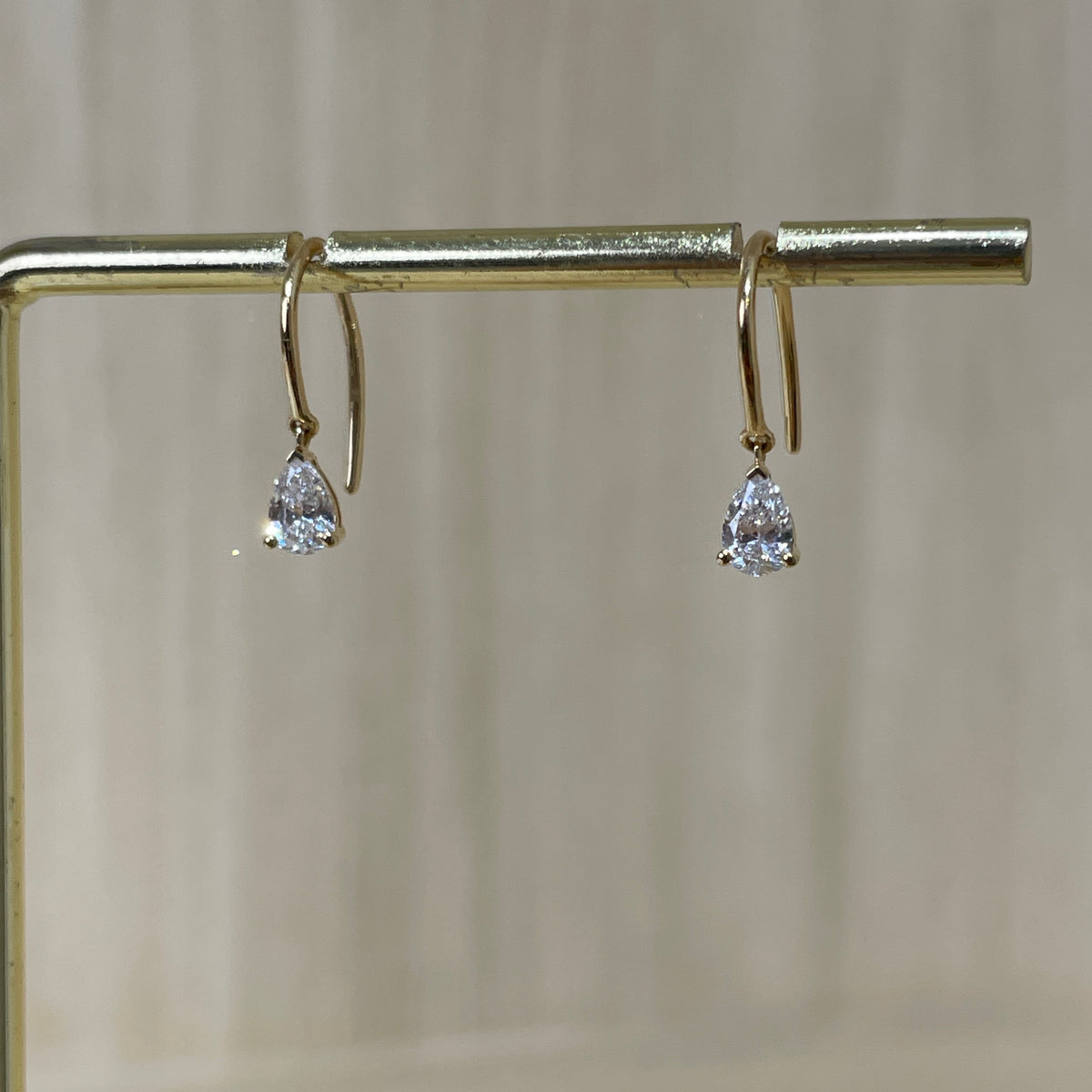 Lab diamond Pear 0.4ct U-shape hook earrings- pair