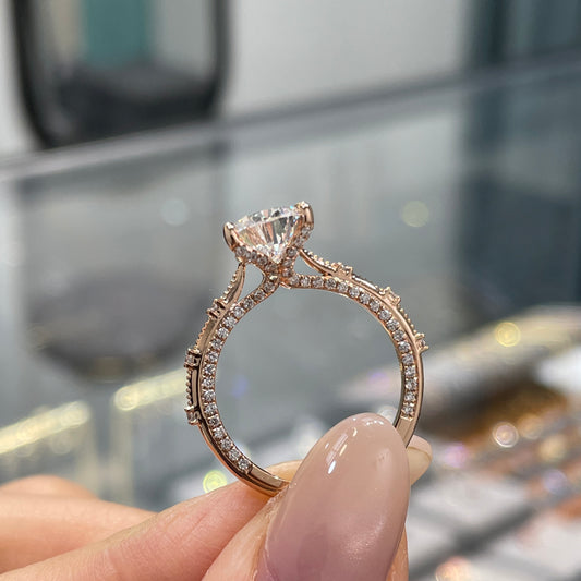 IGI Lab diamond Pear 2ct milgrain under paved ring