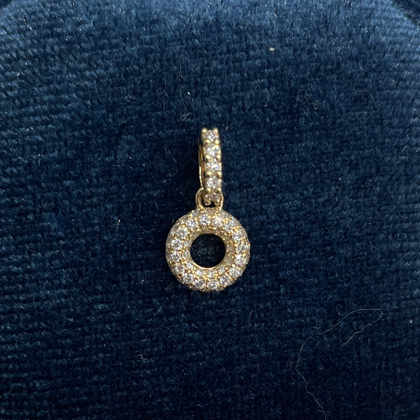 Lab diamond  baby bubble initial open clip pendant
