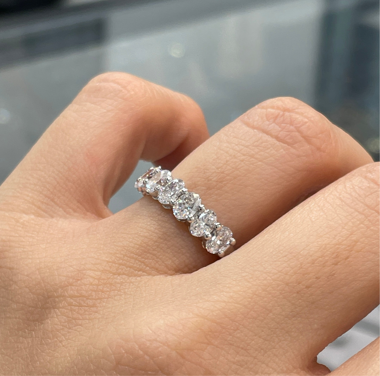 Lab diamond Oval shape 1.4ct half eternity ring