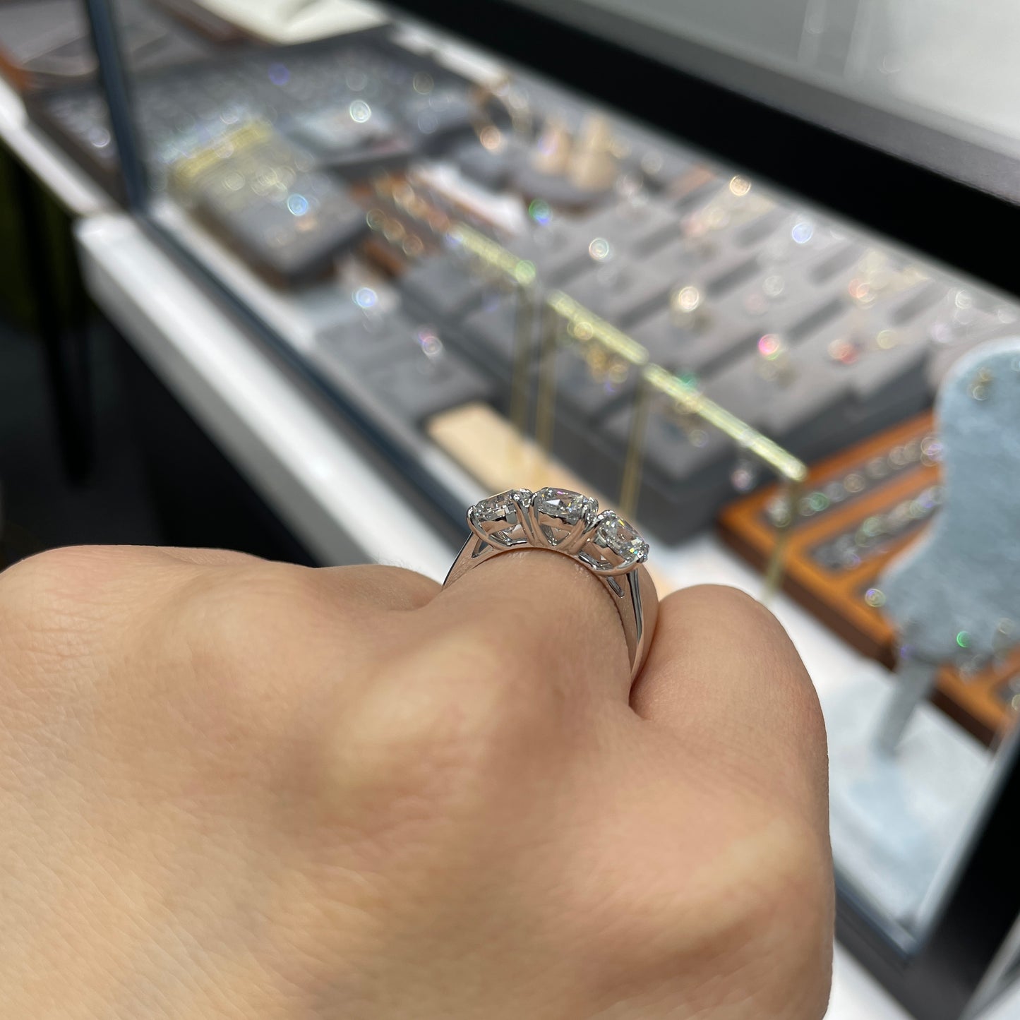Lab Diamond round 3ct three stone ring