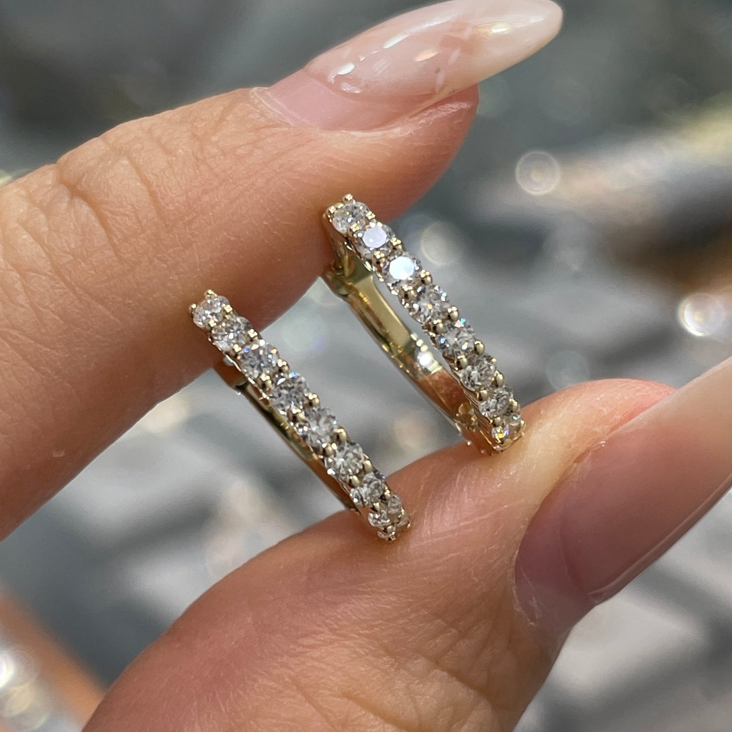 9k Lab diamond round 0.6ct ¾ coverage 12mm hoop earrings-pair