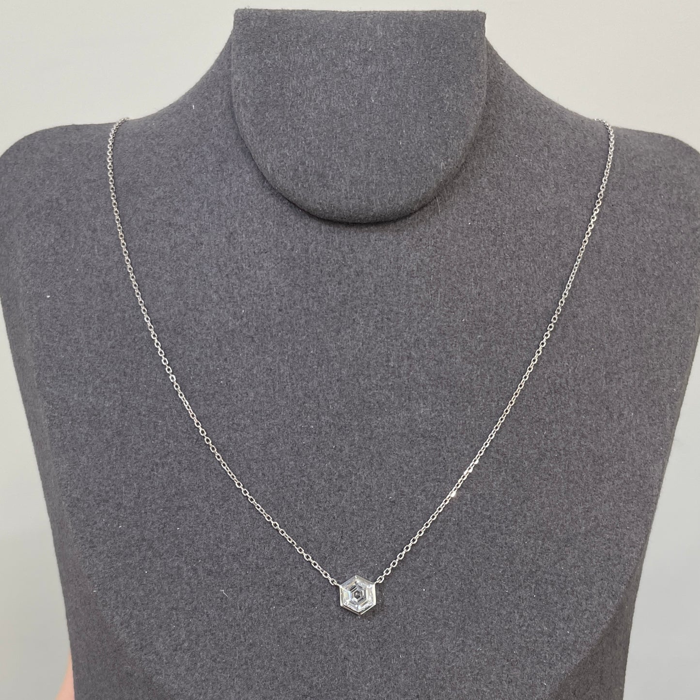 Lab diamond Hexagon 0.5ct bezel necklace