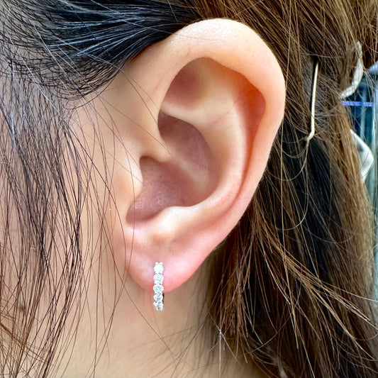 Lab diamond round 0.3ct 8mm hoop earrings-pair