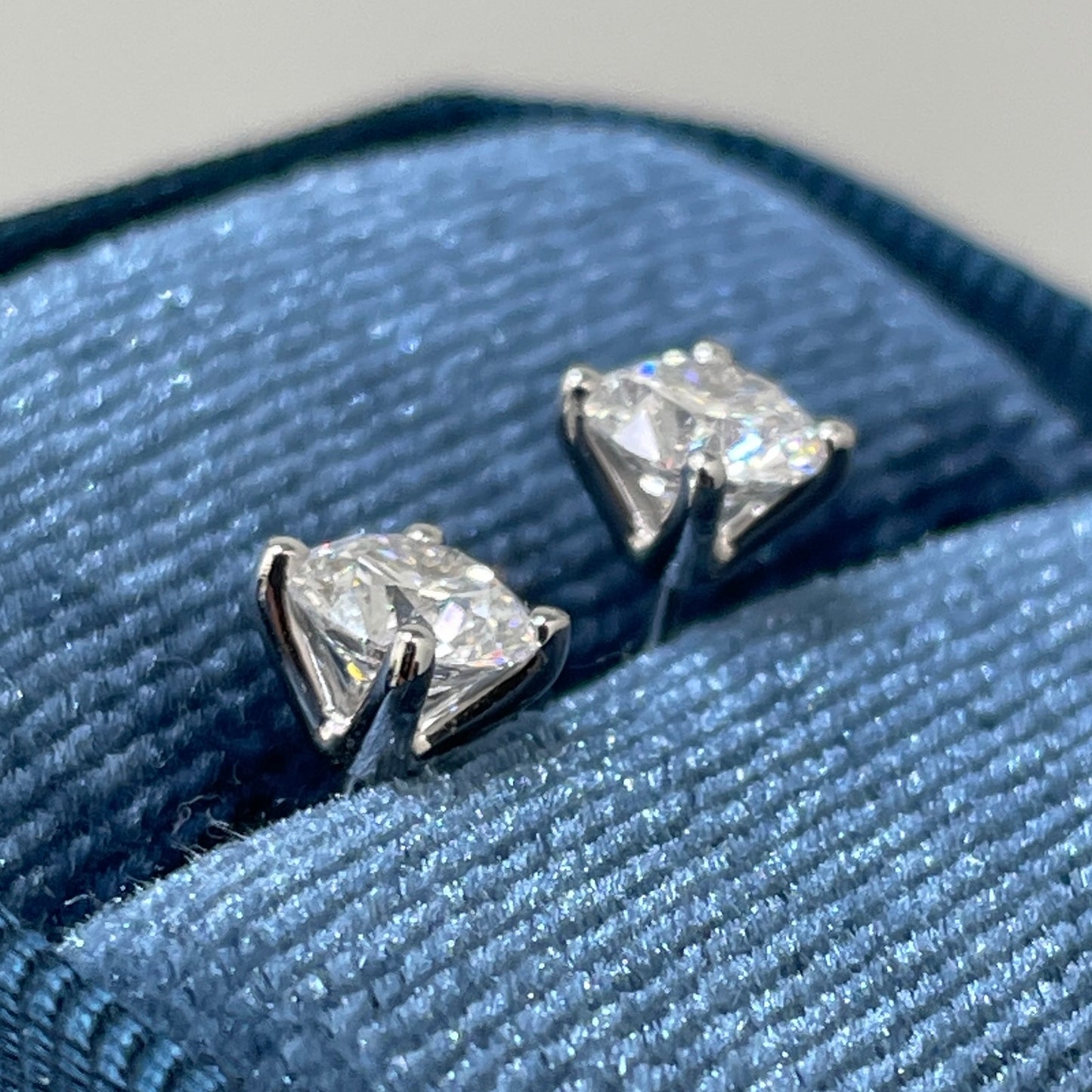Lab diamond round 1.3ct four-prong v set stud earrings-pair