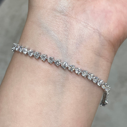 Lab diamond round 5.2ct three-prong tennis bracelet