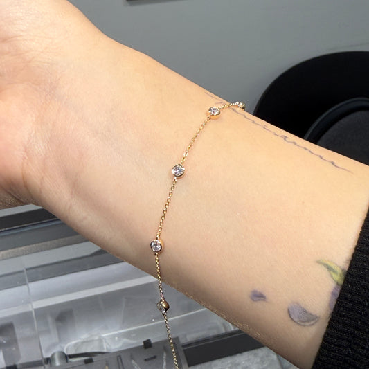 Lab diamond round 0.5ct bezel bracelet