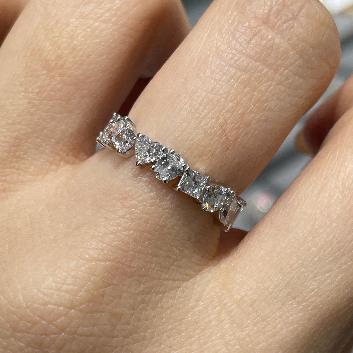 Lab diamond fancy shape 1.35ct irregular half eternity  ring