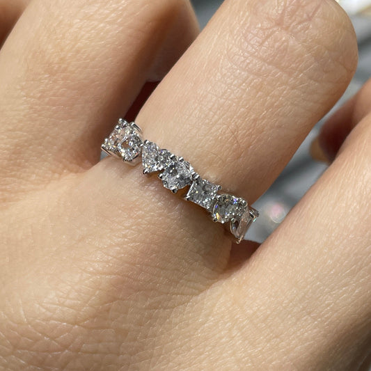 Lab diamond fancy shape 1.35ct irregular half eternity  ring