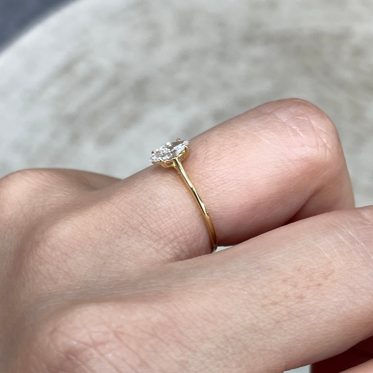 Lab diamond marquise shape 0.3ct four-prong solitaire ring