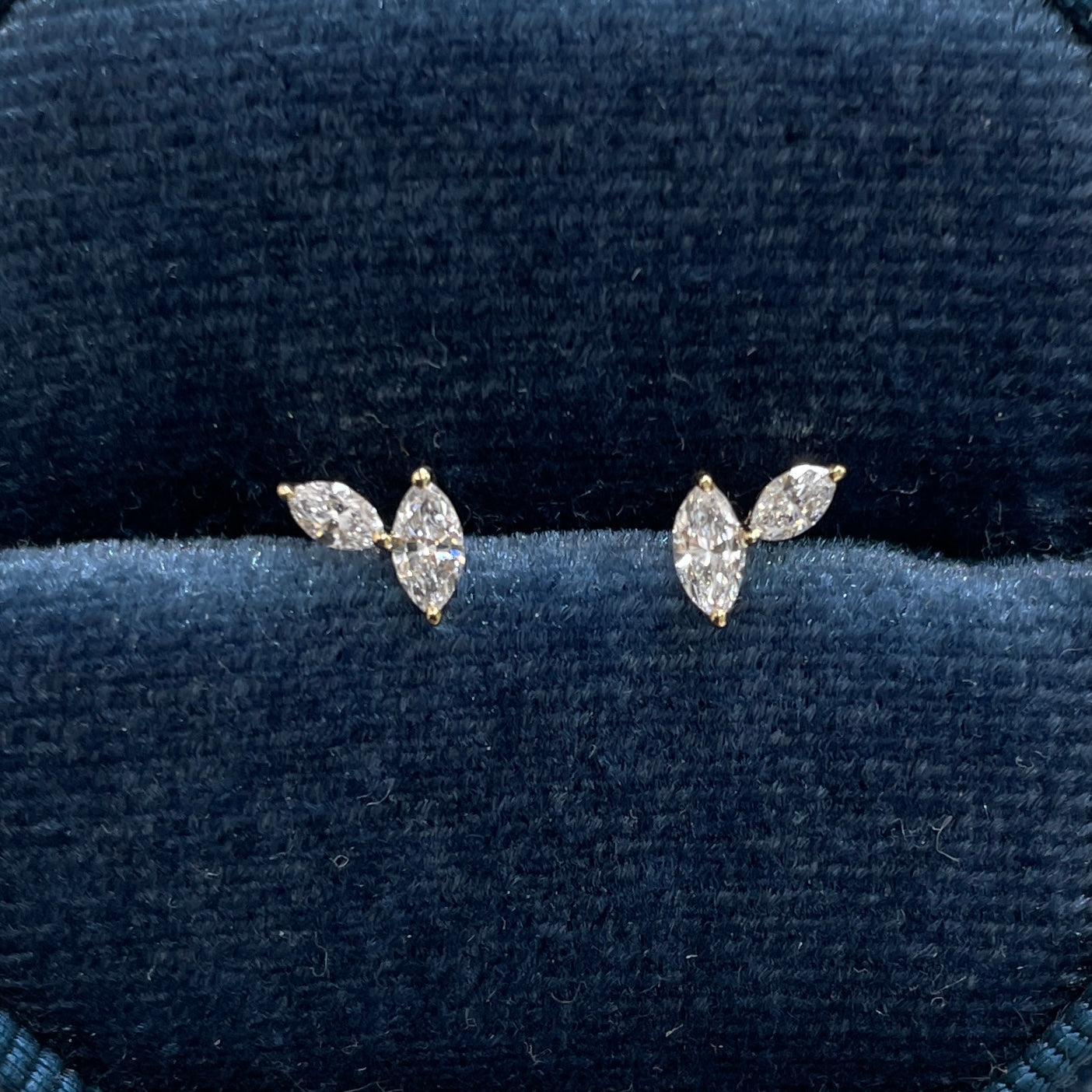Lab diamond marquise 0.15ct fallen leaves stud earring-each
