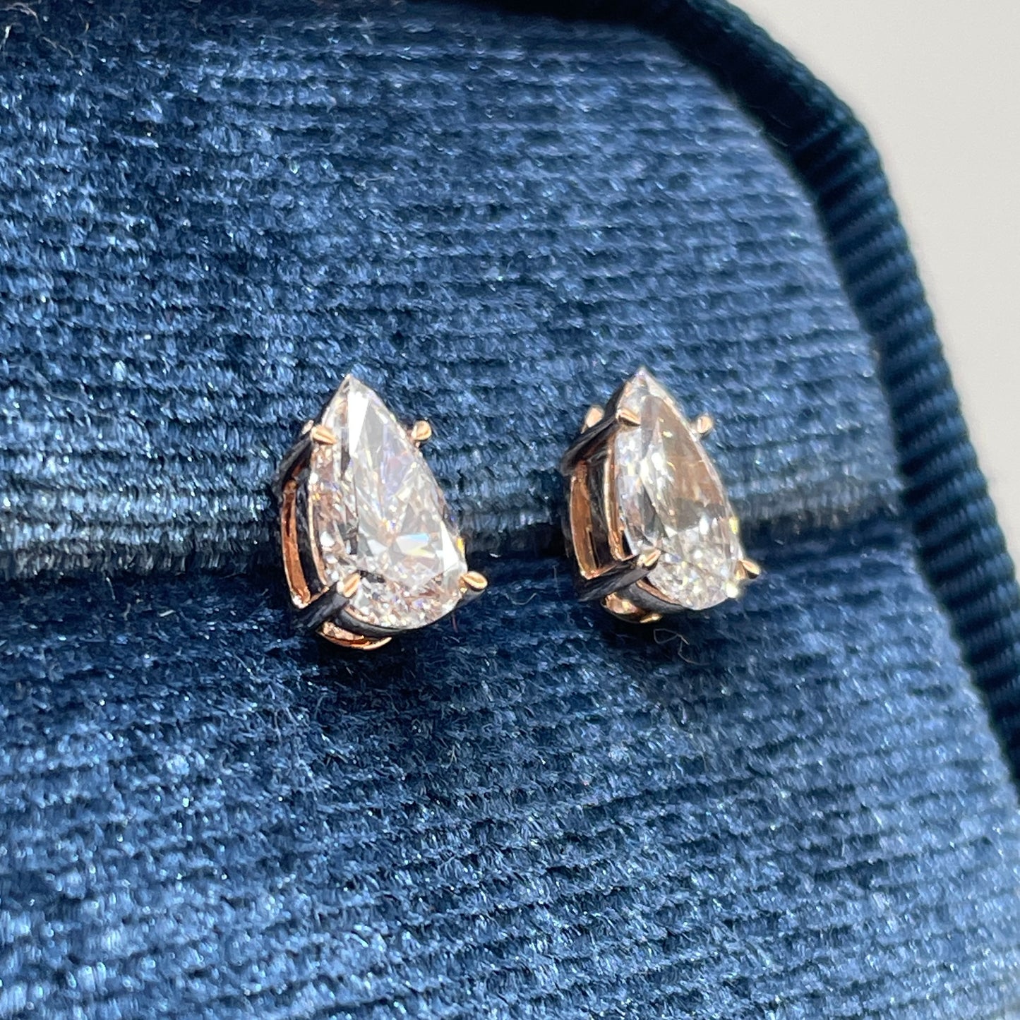 Lab diamond Pear shape 1.3ct stud earrings-each