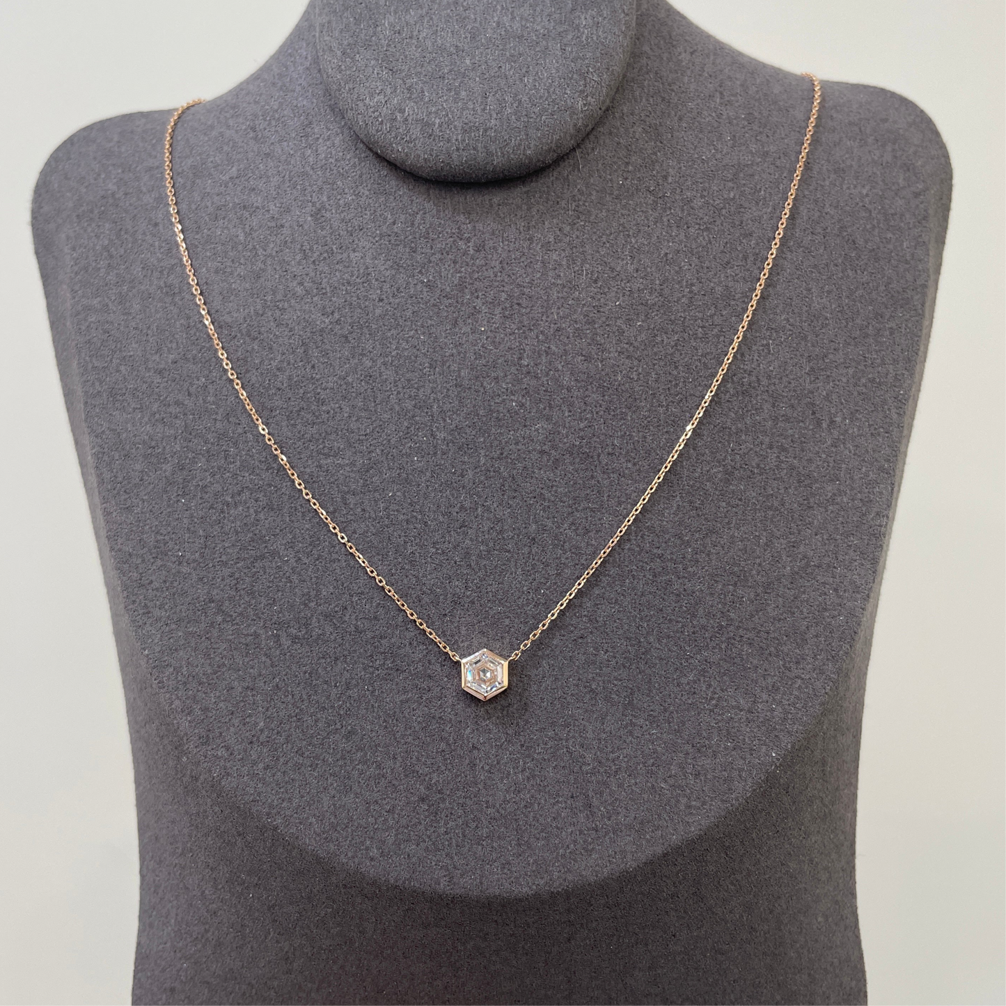 Lab diamond Hexagon 0.5ct bezel necklace
