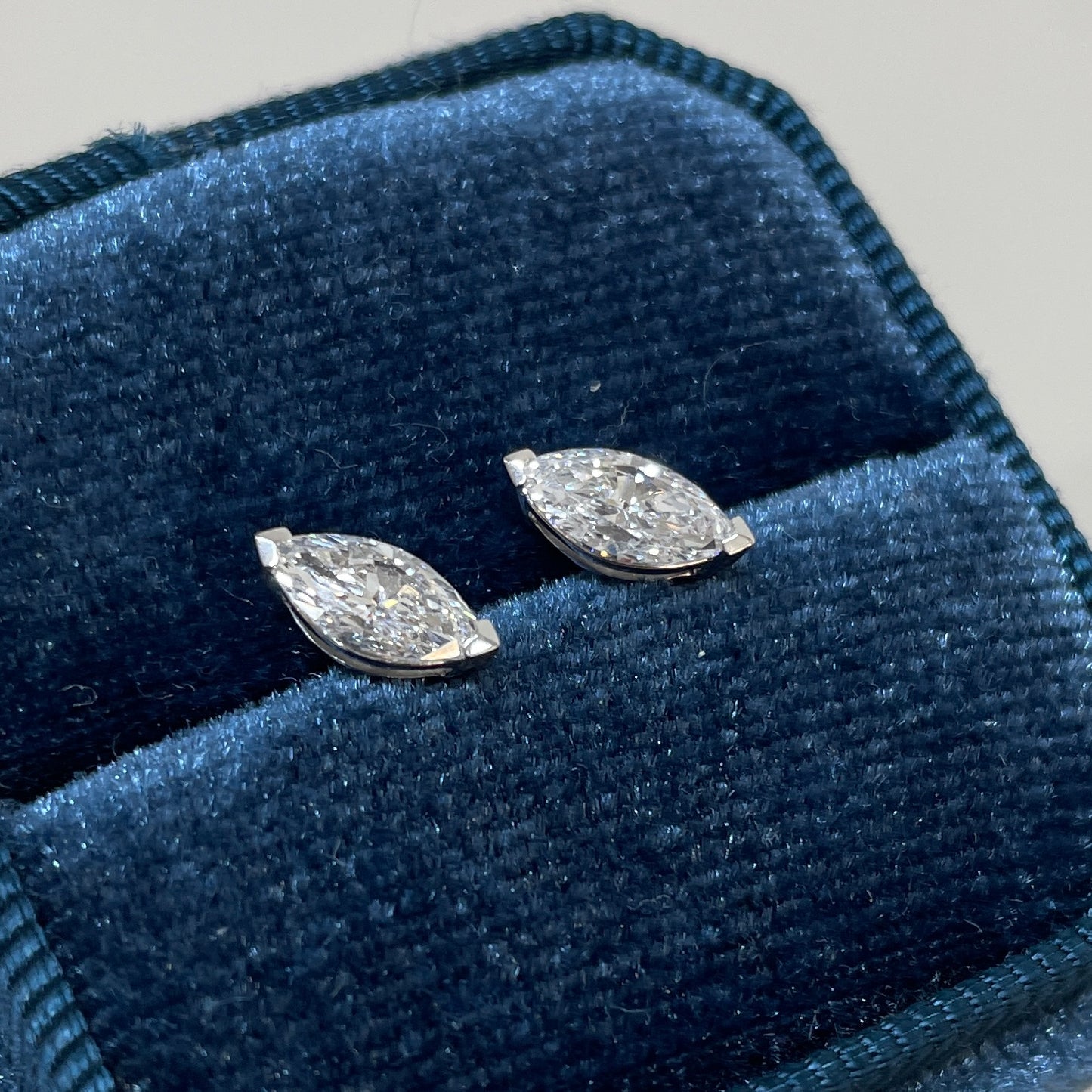 Lab diamond Marquise 1ct stud earrings-pair