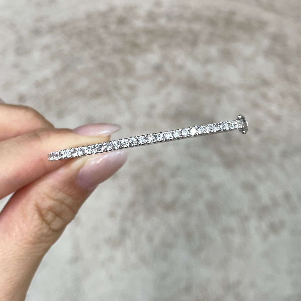 9k Lab diamond round 1.1ct half tennis bangle bracelet