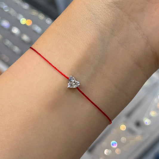 Lab diamond heart 0.5ct red-line bracelet