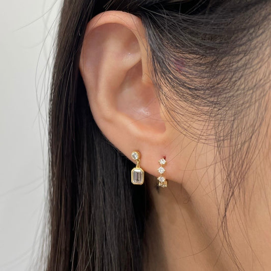 Lab diamond round 0.12ct compass 7mm hoop earring-each