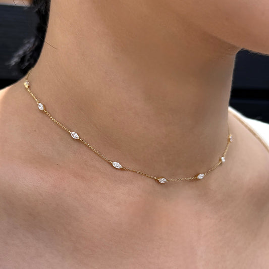 Lab diamond marquise 1ct necklace