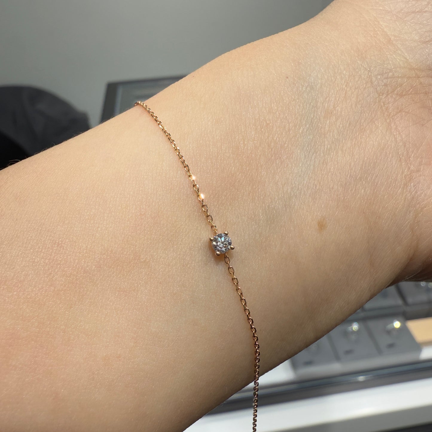 Lab diamond round 0.1ct  four-prong bracelet