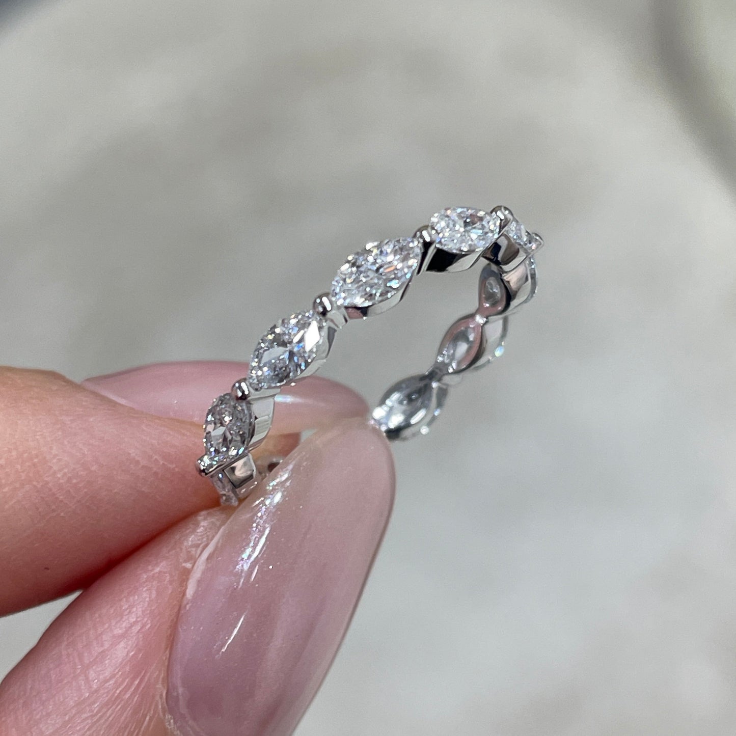 Lab diamond marquise shape 1.25ct full eternity ring