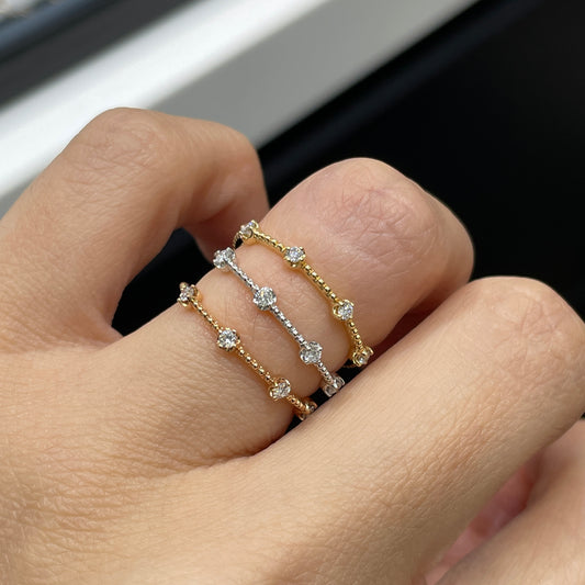 Lab diamond four-diamond Bead ring