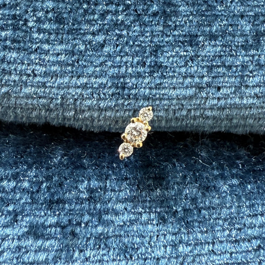 Lab diamond round trio stud earring-each