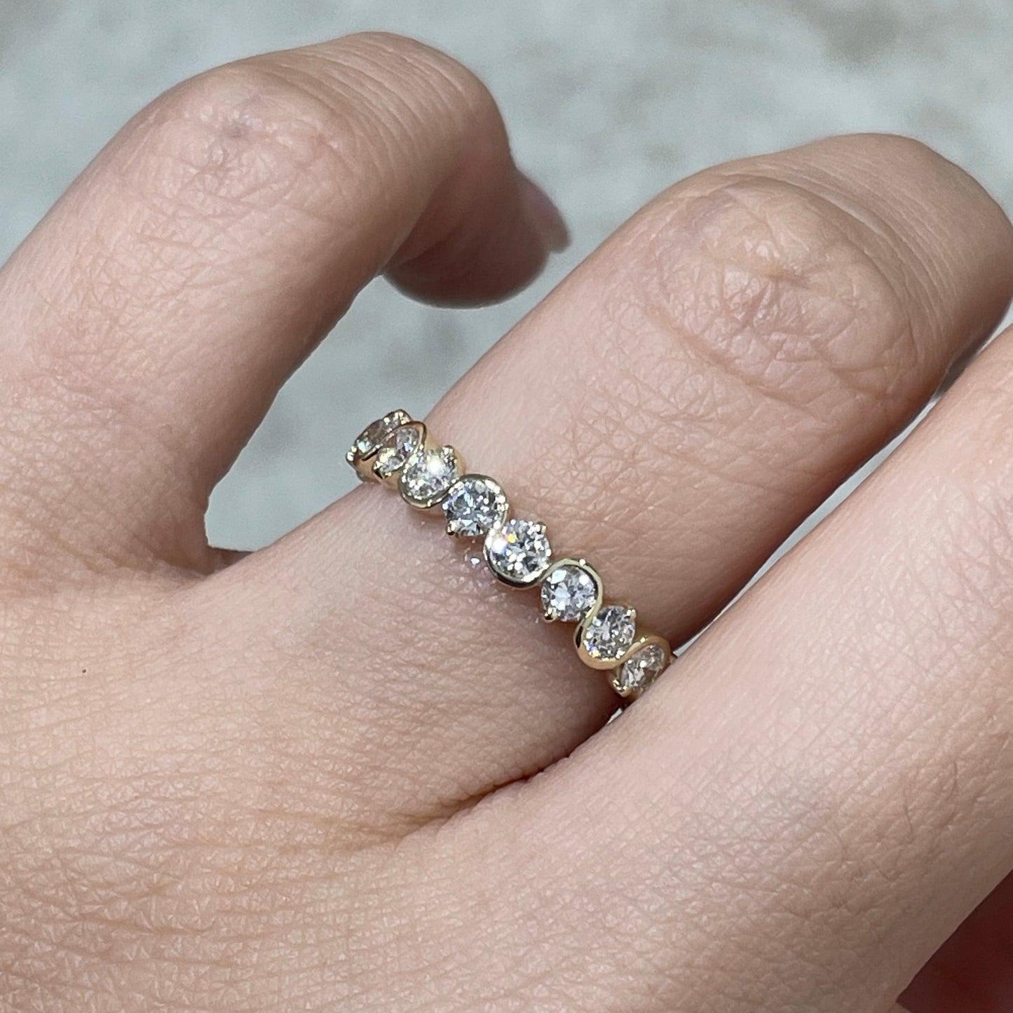 9K lab diamond round 1.6ct infinite wave full eternity ring