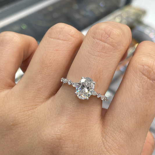 IGI lab diamond Oval 1.5ct marquise round mix pave ring