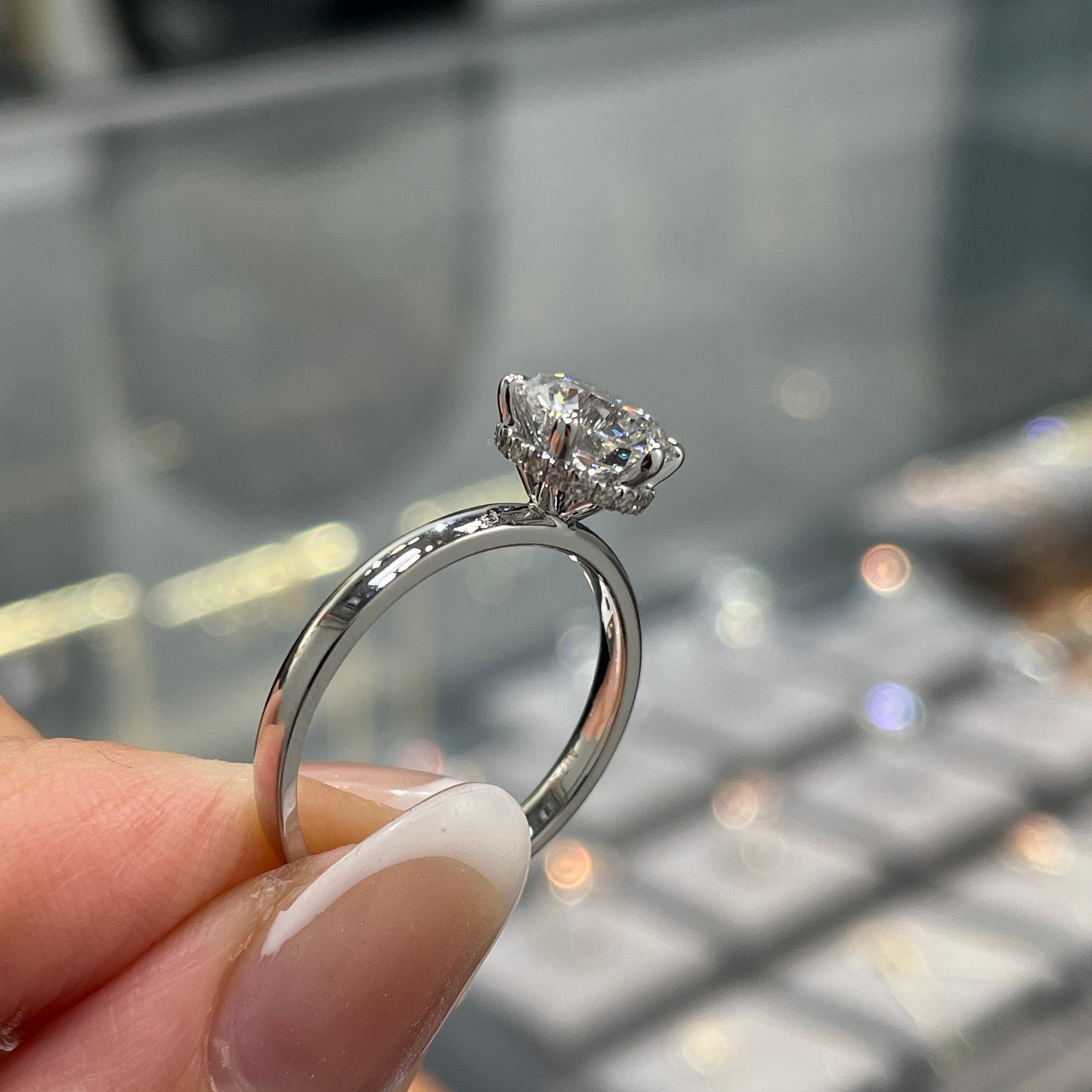 IGI lab diamond round 1.7ct six-prong underhalo ring