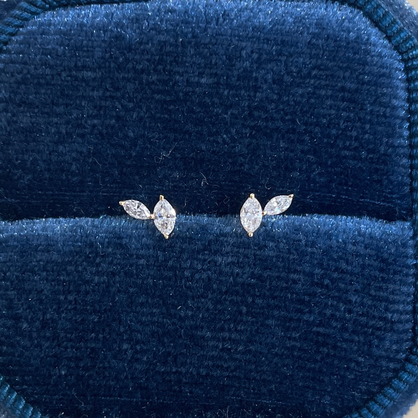 Lab diamond marquise baby fallen leaves stud earring-each