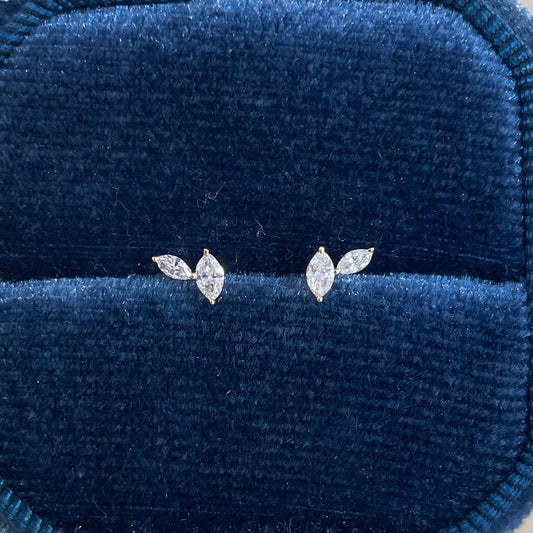 Lab diamond marquise baby fallen leaves stud earring-each