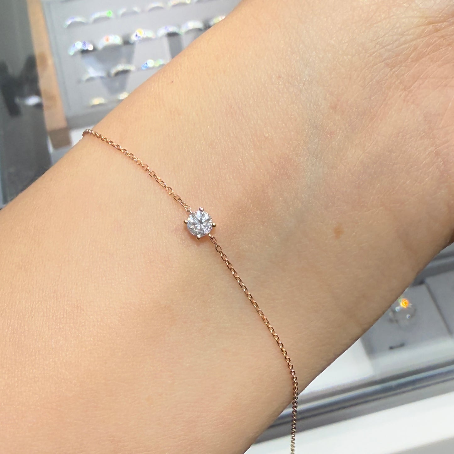 Lab diamond round 0.2ct  four-prong bracelet