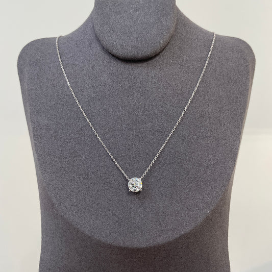 Lab Diamond round 1.1ct four-prong necklace