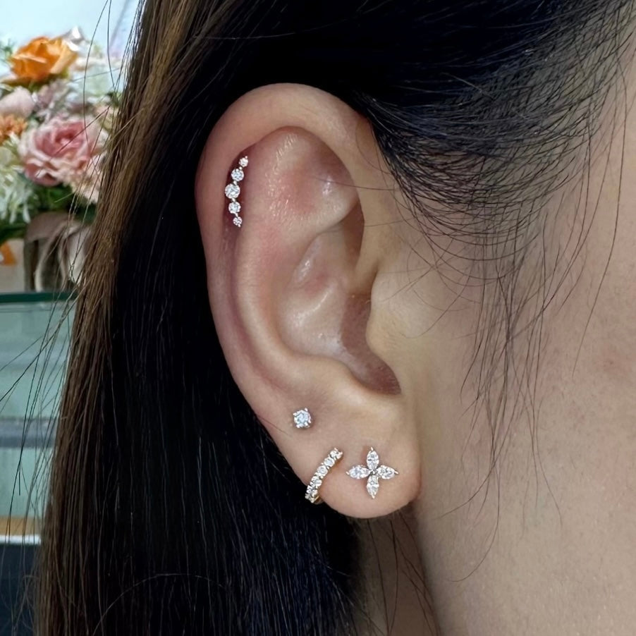 Lab diamond round 6mm hoop earring-each