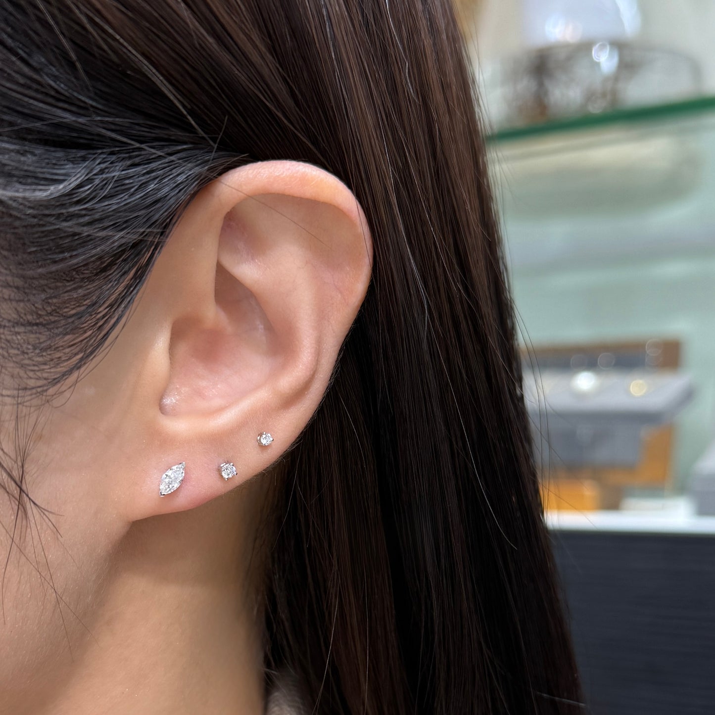 Lab diamond marquise 0.4ct stud earrings-pair