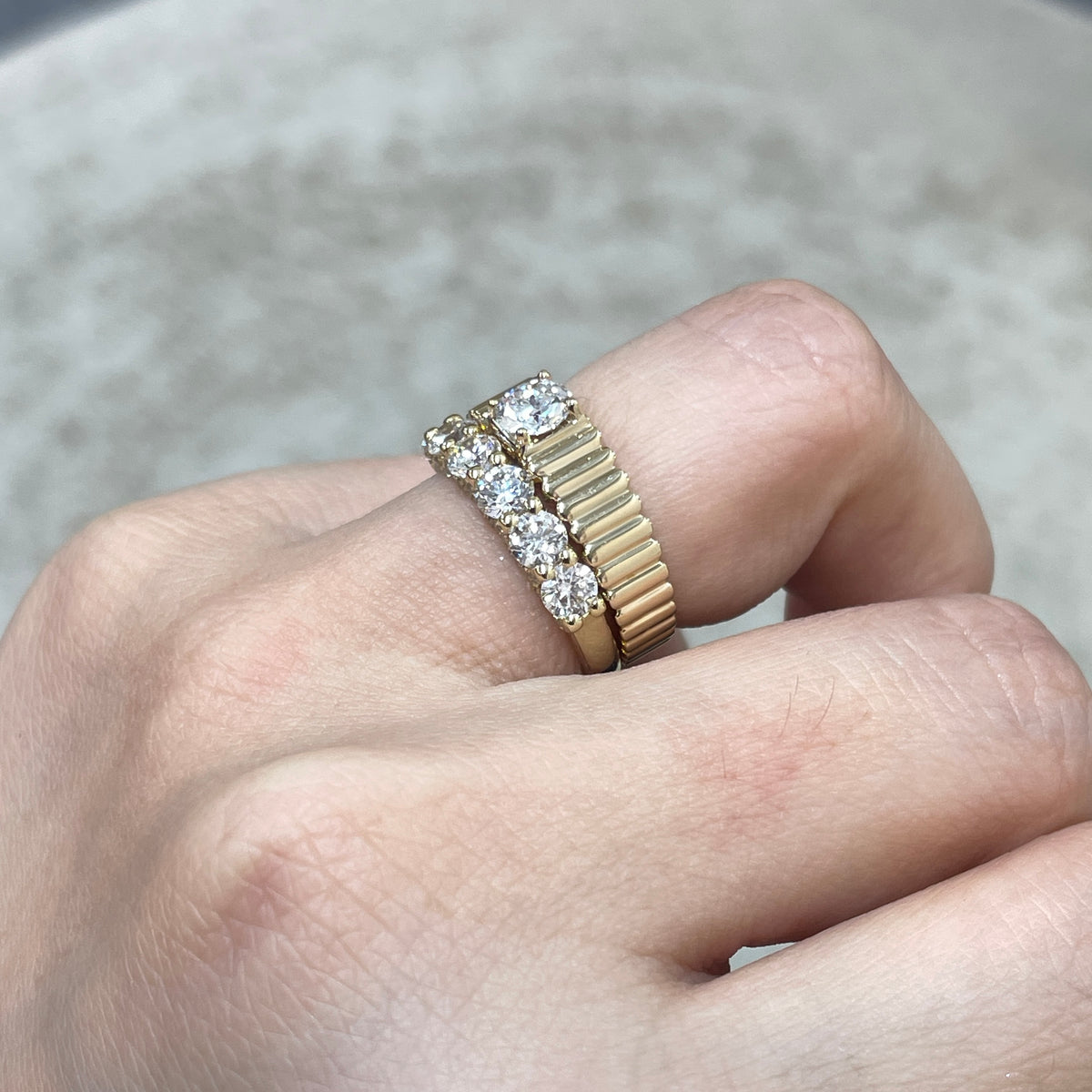 9k Lab diamond round 0.5ct full vertical line band ring