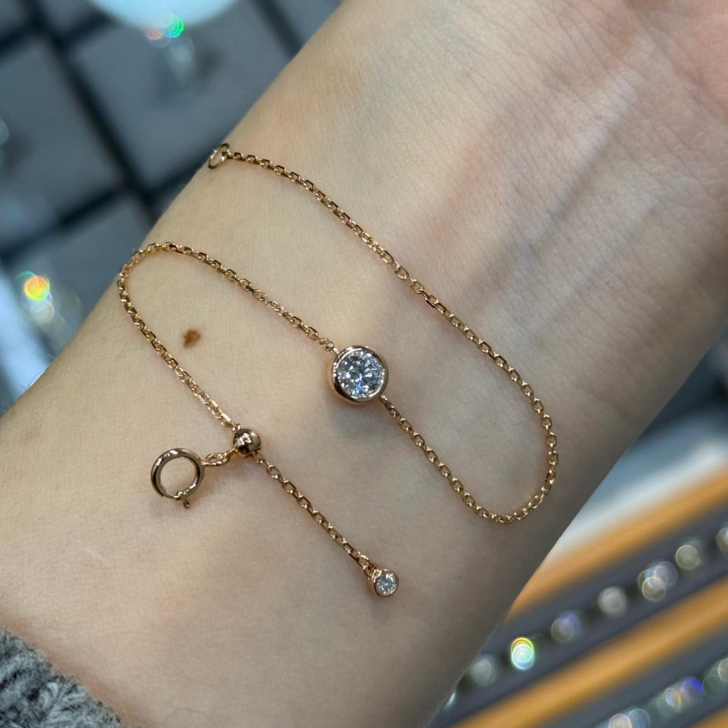 Lab diamond round 0.3ct bezel bracelet