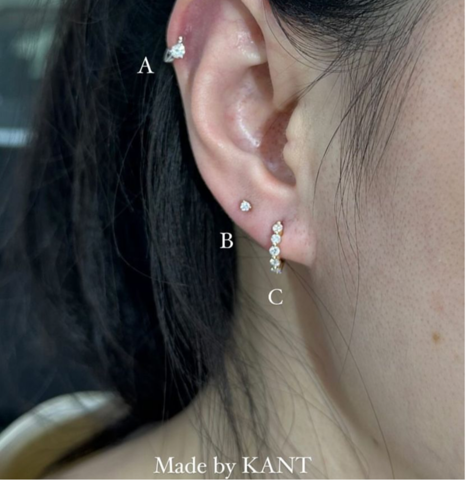 Lab diamond round 0.14ct single-prong 7mm hoop earring-each