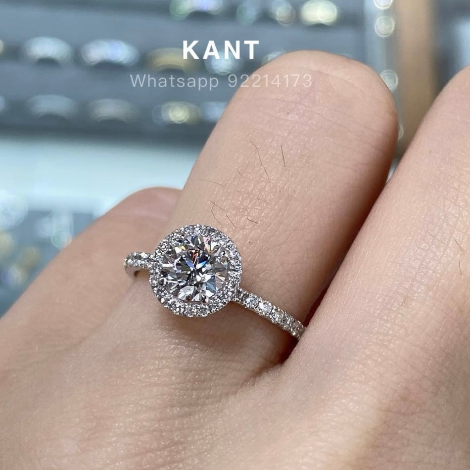 IGI lab diamond round 0.6ct halo pave ring