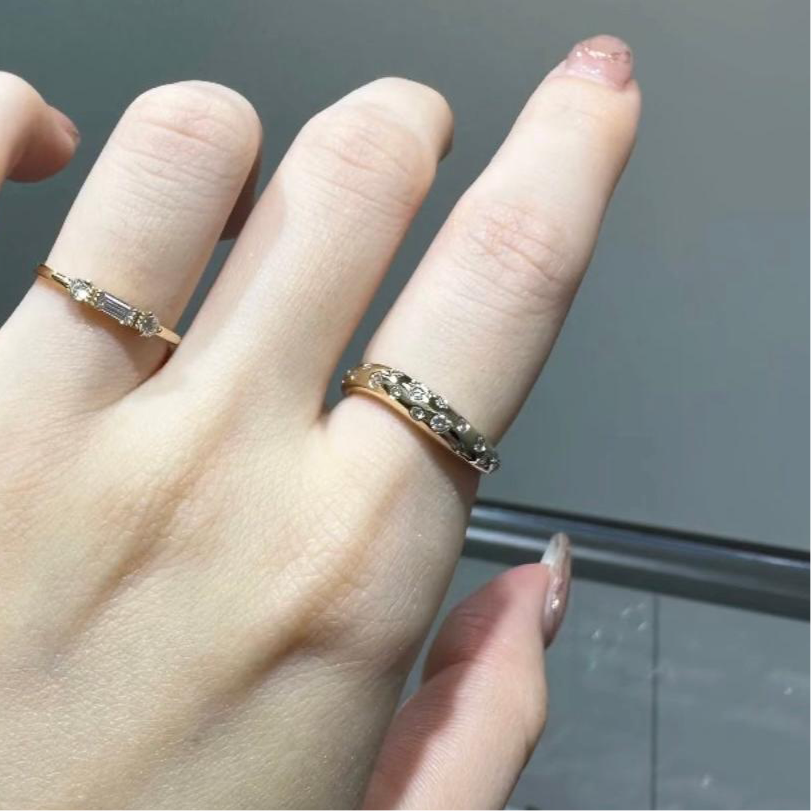 Lab diamond round 0.25ct bubble wavy dome ring